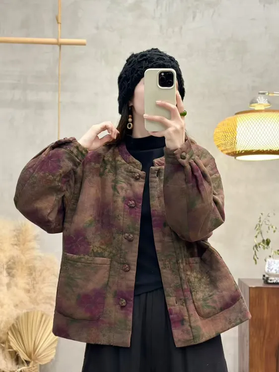 冬季新款国风棉服遮肉中式长袖棉衣外套复古民族风显瘦夹棉女棉袄