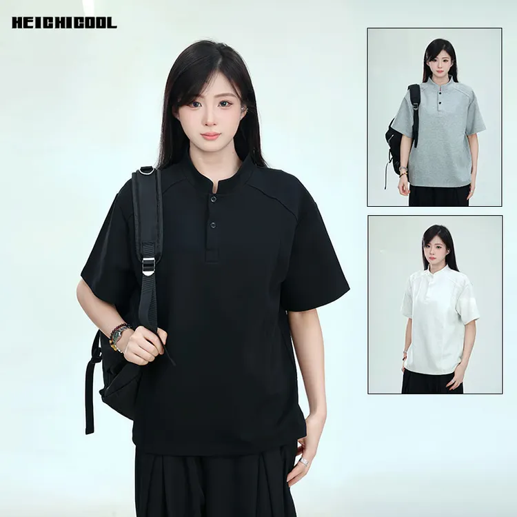 黑迟HEICI 夏季CleanfitPOLO衫正肩拼接短袖T恤男士t恤短袖休闲