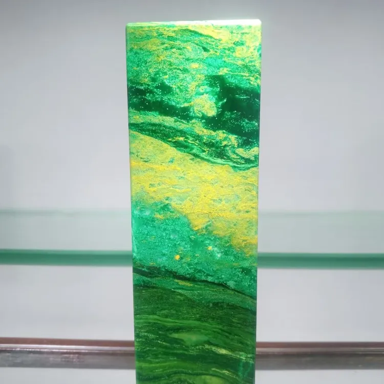 天然广绿玉方形篆刻印章 广东孔雀绿 广绿石章 藏书章 书画印章