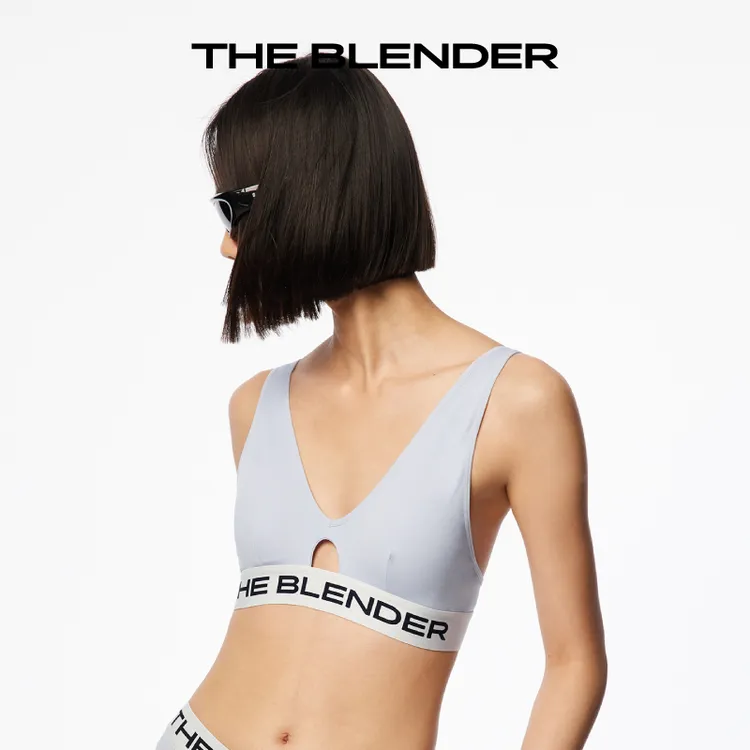 The Blender25秋季logo织带深V可拆卸胸垫美背三角杯内衣女