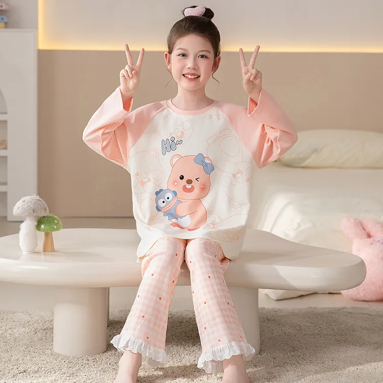 2025新款女童睡衣春秋季纯棉长袖儿童公主风小女孩秋款大童家居服