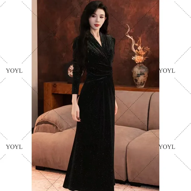 【yola定制】满天星秋冬新款高级法式气质显瘦鱼尾连衣裙-YL50516