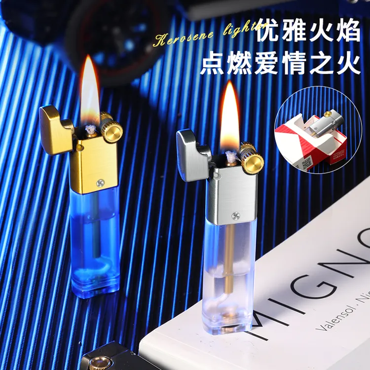 2025年新款透明油仓可视砂轮打火机纤细便携高档时尚防风送男女友
