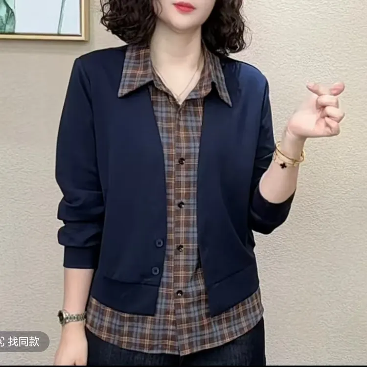 2025秋季新款上衣时尚V领显瘦修身设计感女士洋气小衫上衣