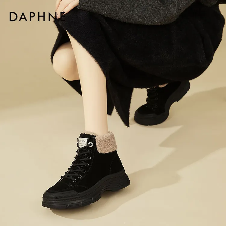 达芙妮新年新鞋爆款时尚短靴女靴子秋冬女款冬季加绒马丁靴棉靴女