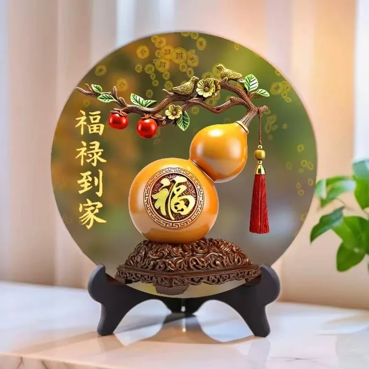 客厅玄关电视柜装饰品寓意福禄双全