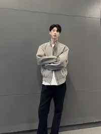 美式cleanfit立领皮衣外套潮流男女同款夹克-26183