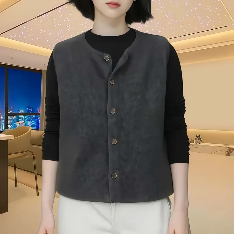 2025秋季宽松气质圆领针织马甲女背心新款时尚单排扣开衫无袖上衣