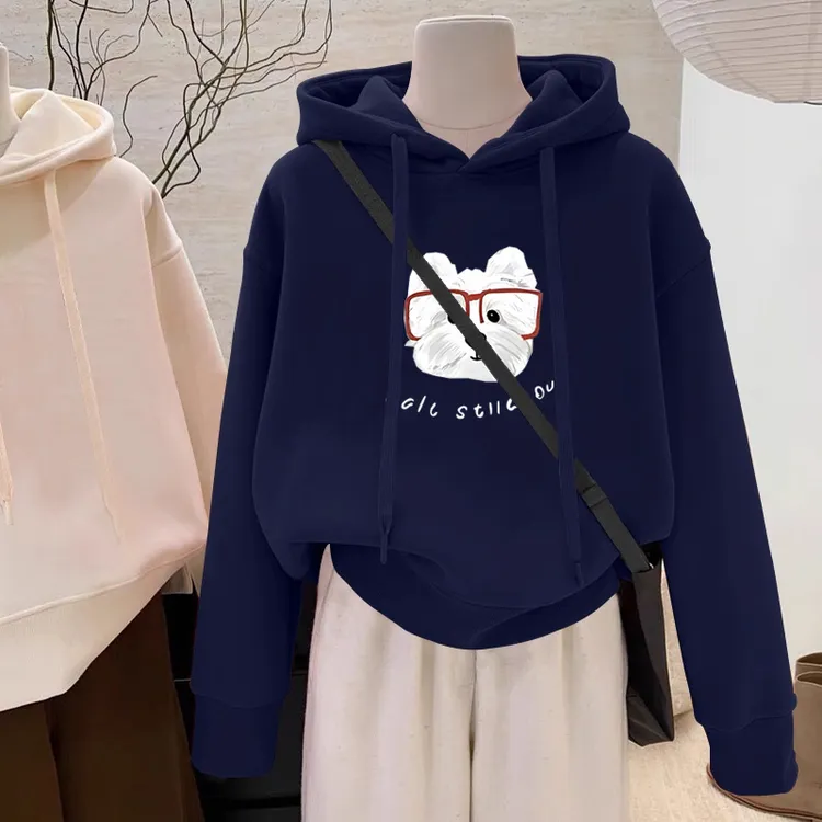 设计感小众秋冬新款2025加绒加厚套头连帽卫衣女常规宽松韩版外套