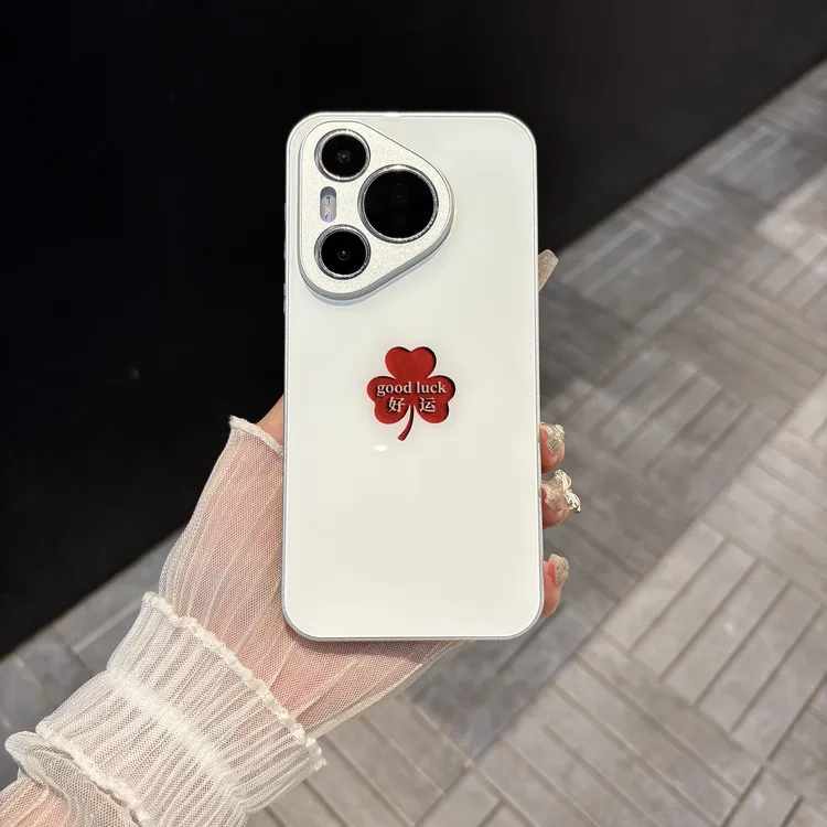 苹果/华为/oppo/vivo/小米 三叶草适用pura70肤感玻璃防摔手机壳