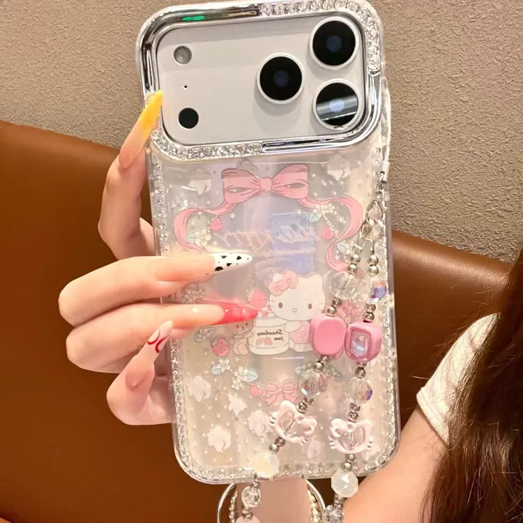 【自带相机保护按键】蝴蝶结KT猫适用苹果17手机壳16华为闪钻15/14