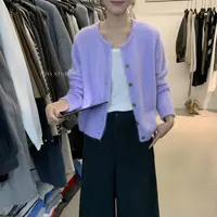 C/06716 （8个羊毛）韩系ins纯色百搭软糯圆领毛衣开衫 9-27