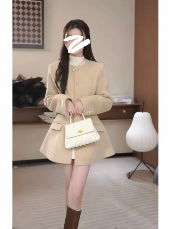 【法式小妖】25年秋冬气质小香风收腰沙漏小蛮腰款双面羊毛大衣外套