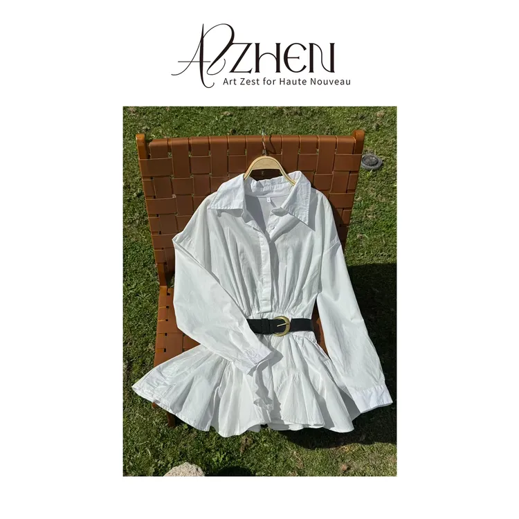  （秋势力周）AZZHEN【街拍独白】松弛衬衫连衣裙配腰带AZ4KAL10-00
