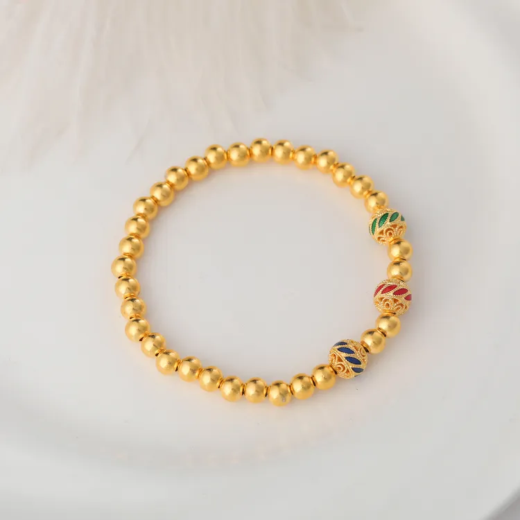 足银手链 足银手链金色三生三世珐琅彩手链圆珠