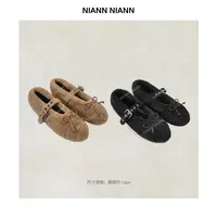 NiannNiann新品高级鞋履外羊毛牛反绒内里羊皮蝴蝶结毛毛鞋16367