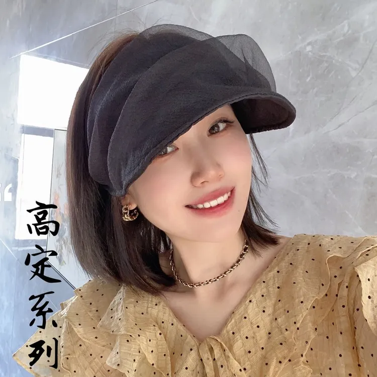 高定系列气质款芭蕾风泡泡发箍遮阳防晒空顶帽欧根纱空顶防晒帽
