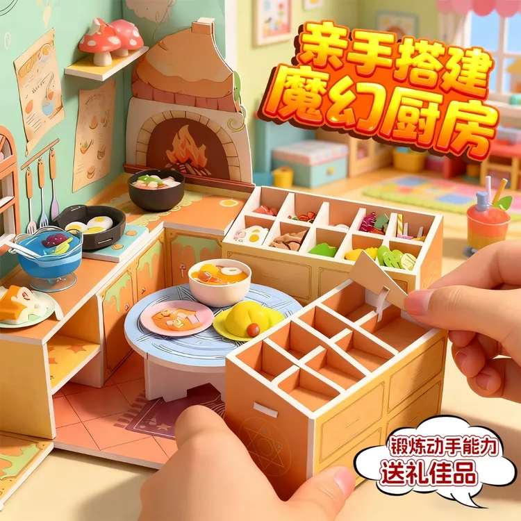 魔幻小厨房微缩食玩小铺手工diy材料包美食厨房过家家玩具女孩子