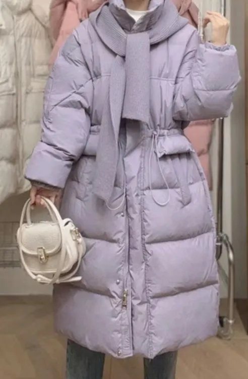 韩版白鸭绒收腰可休闲2014新款针织连帽羽绒服