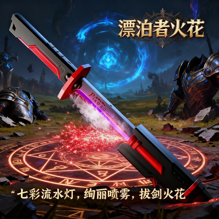 新款火花剑炫酷光剑玩具男孩喷雾儿童发光玩具男孩变色喷雾玩具