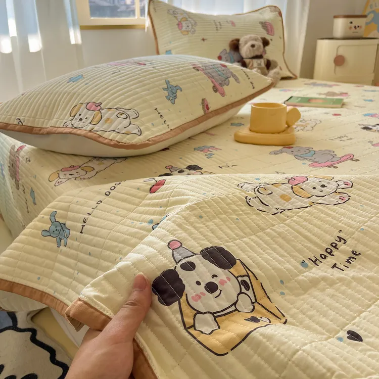 儿童卡通纯棉床盖单件夏季新款全棉防滑床垫席梦思夹棉床单可水洗