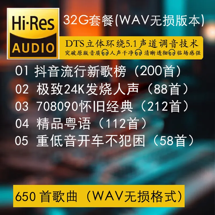【注意】非通用WAV 多声道无损音质车载音乐高品质2025新款正版抖音热歌怀旧经典