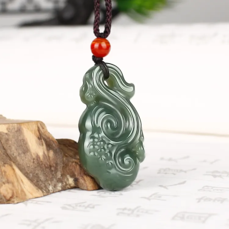 天然和田玉青海料玉如意吊坠男女款玉石项链吉祥如意玉佩挂件玉坠