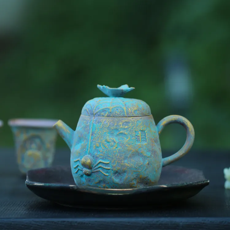 老岩泥福从天降泡茶壶家用办公复古功夫茶具单壶侘寂风过滤球孔壶