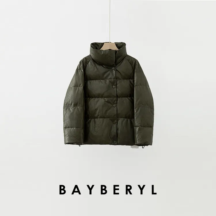 CC12-BAYBERYL老贝自由域*油蜡皮立领保暖百搭冬羽绒服PY5K0303