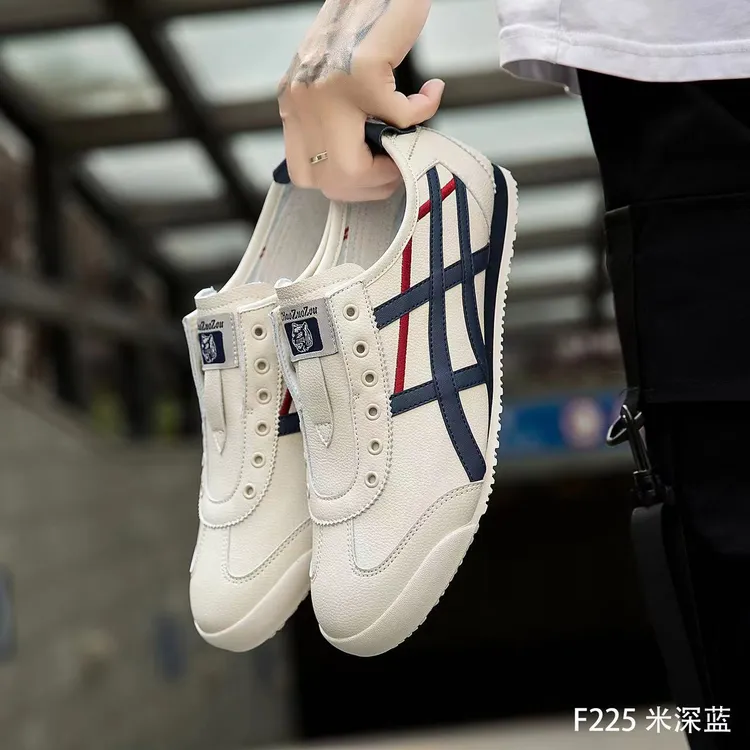 2025款四季懒人情侣阿甘时尚免绑鞋带真皮透气小白鞋夏季运动板鞋