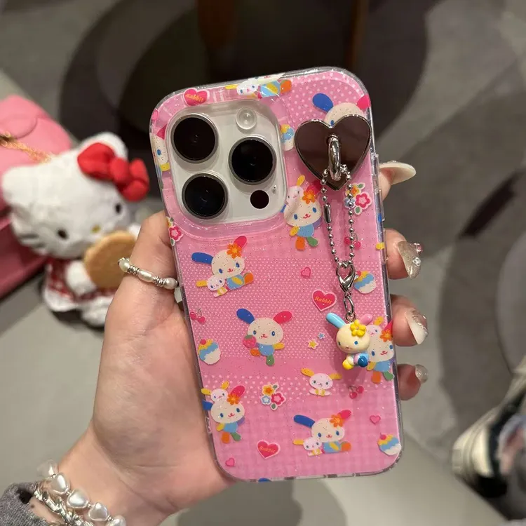 日韩卡通彩虹小兔适用iPhone16promax手机壳可爱15少女心14创意13