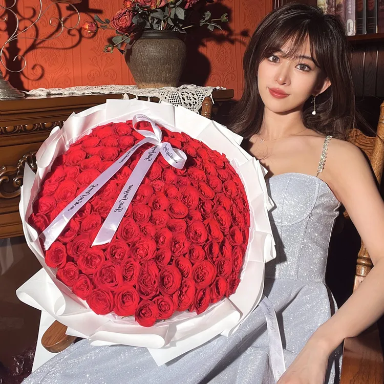 【当日可达】99朵红玫瑰真鲜花生日纪念日表白订婚全国同城送花上门