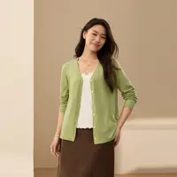 【初恋】纤莉秀E大码女装琥珀流光软糯叠穿慵懒针织长袖开衫QK4165