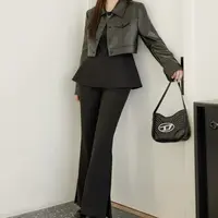 【莹莹推荐】PU皮衣短外套吊带背心开叉微喇裤胖mm2025秋季款显瘦