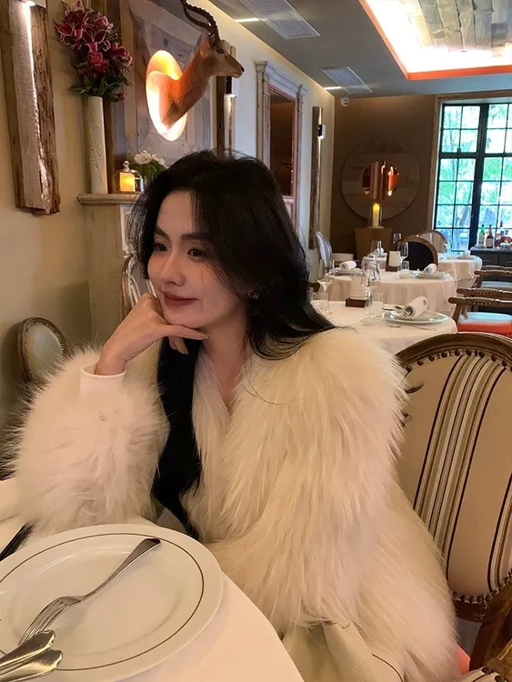 YANGYANG 加密貉子毛双面编织皮草外套女中款时尚潮流（Y004）