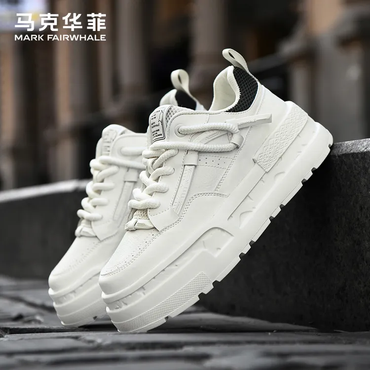 马克华菲小白鞋男2025夏季新款潮流百搭休闲鞋子男厚底增高板鞋男