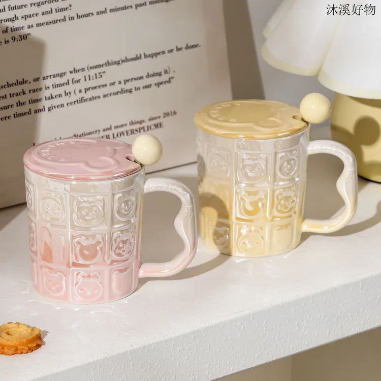 【梦幻色陶瓷杯】陶瓷杯带盖高颜值家用办公情侣水杯礼盒高级马克杯