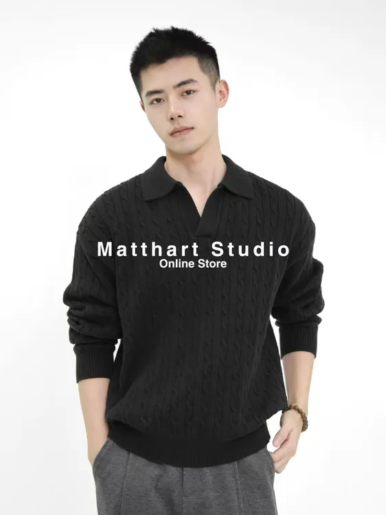 Matthart 秋冬莫代尔抗起球针织海鸥领毛衣衫
