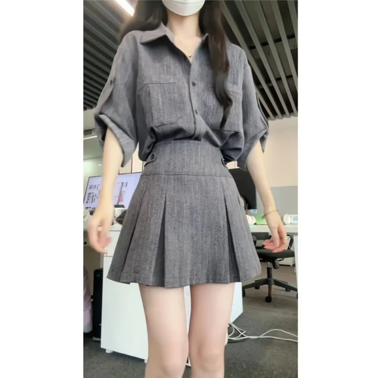 夏装搭配一整套冷淡风高级感盐系时尚小香风韩剧女主穿搭衬衫裙子