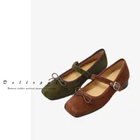 复古甜心 法式慵懒反羊绒磨砂皮浅口芭蕾舞鞋平底单鞋女玛丽珍鞋