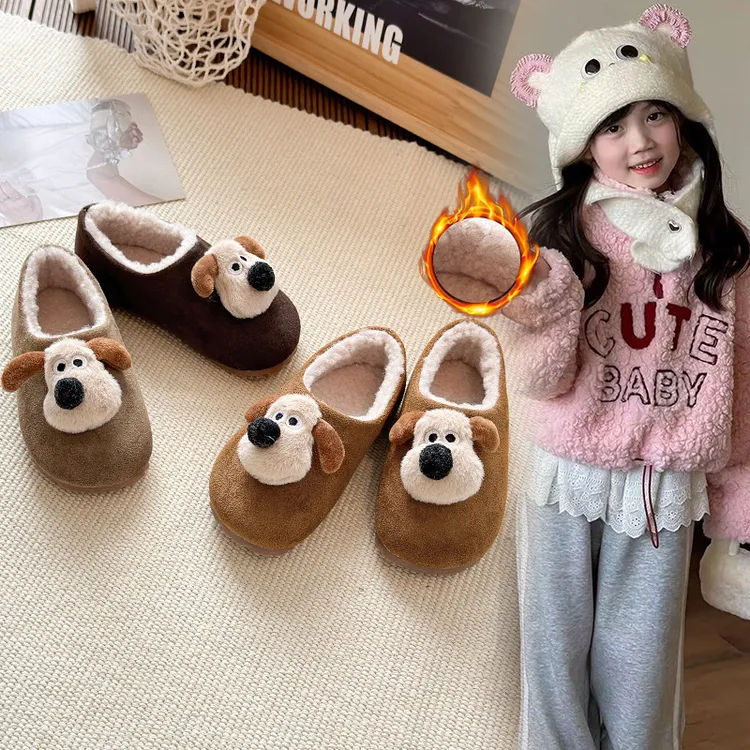 韩版儿童勃肯鞋卡通女童冬季加绒保暖棉鞋男童软底防滑豆豆二棉鞋