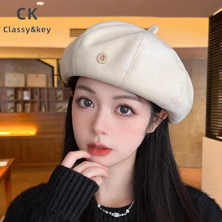 Classy key新加坡设计师联名款秋冬显脸小贝雷帽子百搭淑女蓓蕾帽