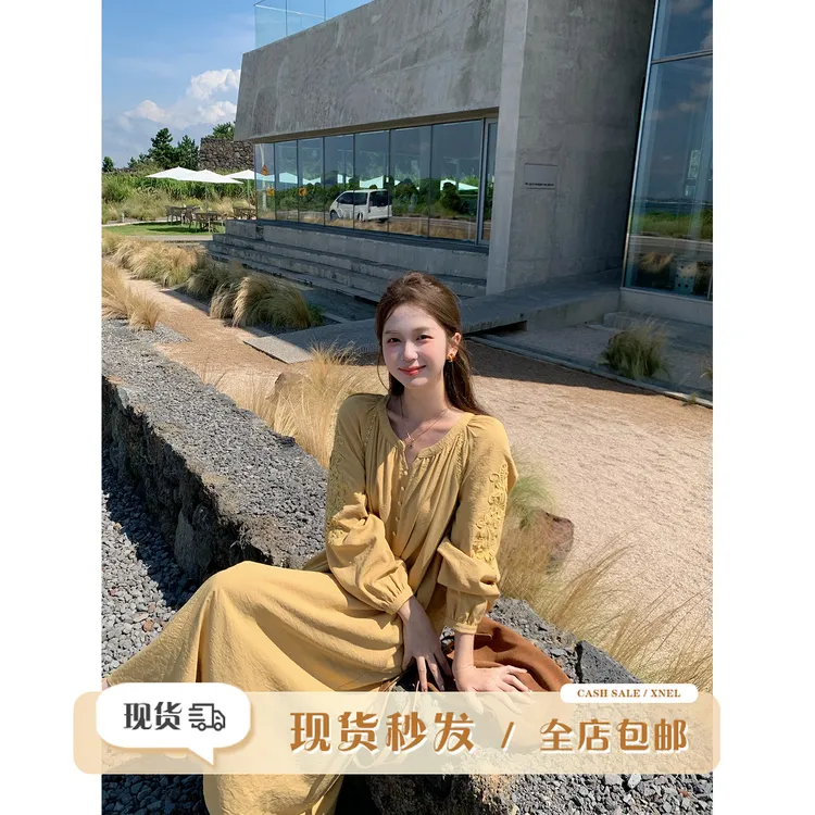 陳文文xenl【桑榆薄暮】秋季新款设计感温柔质宽松显瘦连衣裙0019