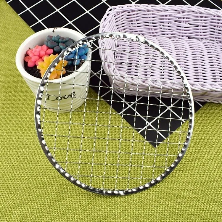10片装日韩网格泥圆形一次性烧烤网户外免洗炭火烤肉篦子围炉烤网