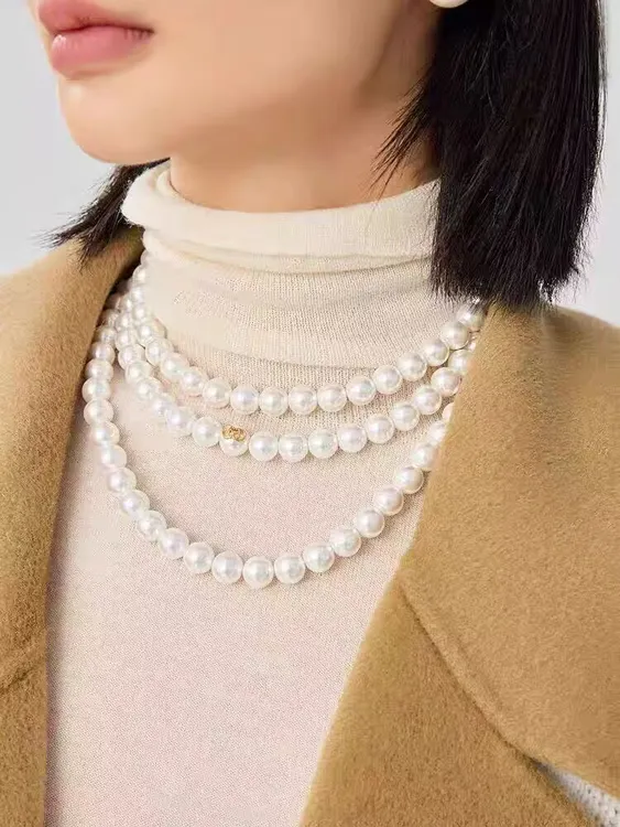 铜合金仿珍珠项链 季阿玛施新颖时尚质感精致双层叠戴项链590004