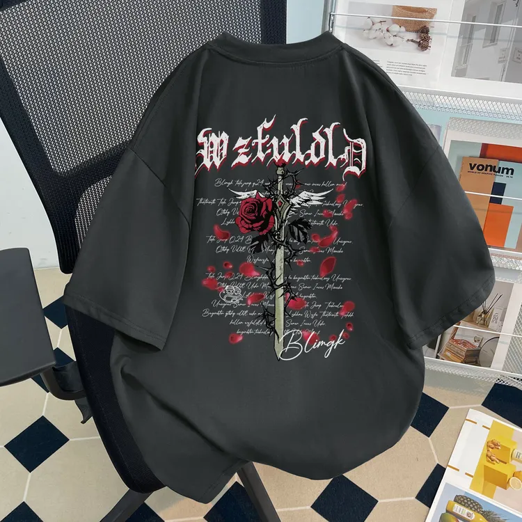 100%纯棉男童短袖t恤夏季新款hiphop高街潮牌印花中大童百搭上衣