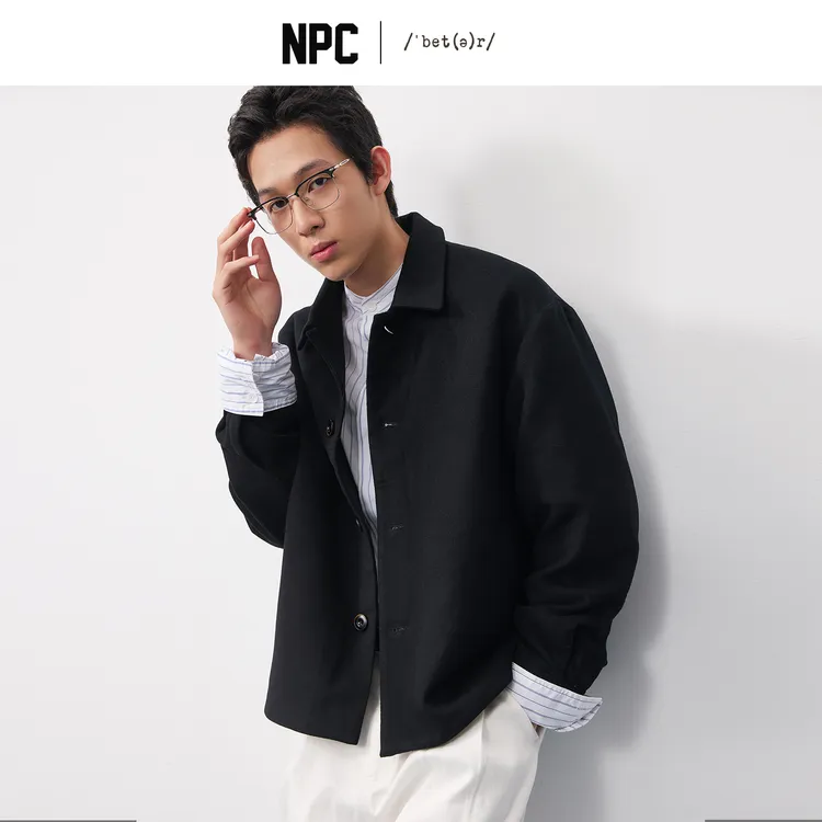 NPC潮牌90白鹅绒绵羊毛混纺二合一轻薄羽绒服男秋新翻领NP57DJ47