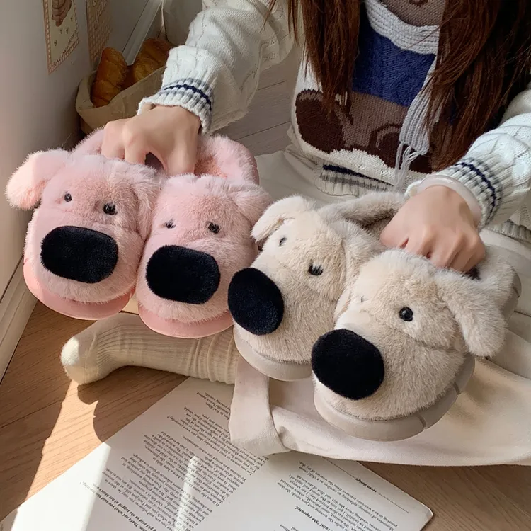 儿童女秋冬室内家居宿舍女孩保暖防滑加厚毛绒棉拖鞋童卡通棉拖鞋