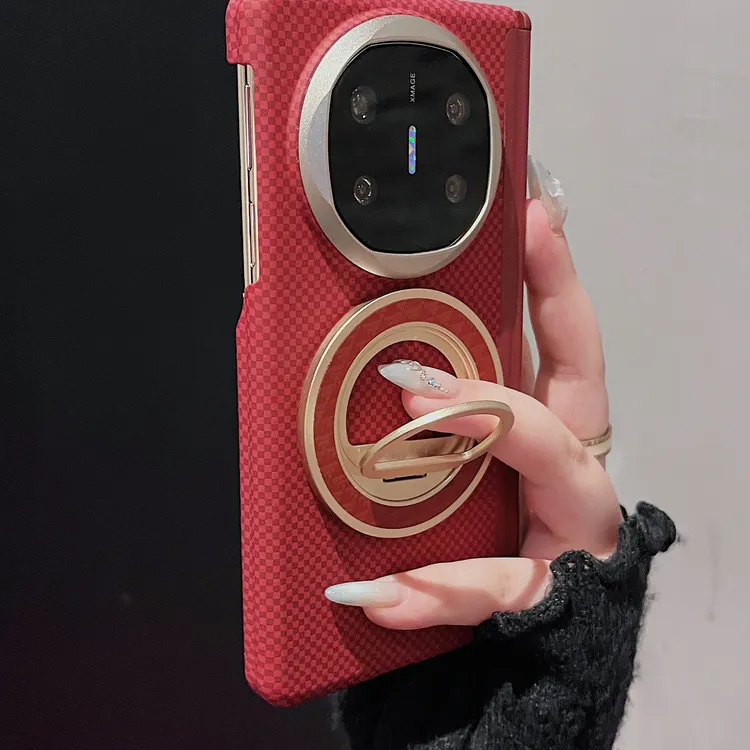 适用华为MateX6手机壳新款折叠屏凯夫拉纹磁吸支架好双中轴保护套