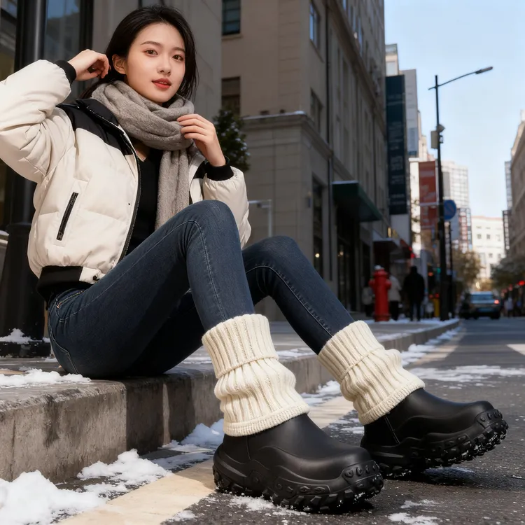 防水棉拖鞋女款冬季外穿厚底保暖防滑雪地靴居家室内包跟棉鞋男士